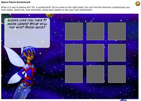 space faerie scratchcard|Neopets Premium .